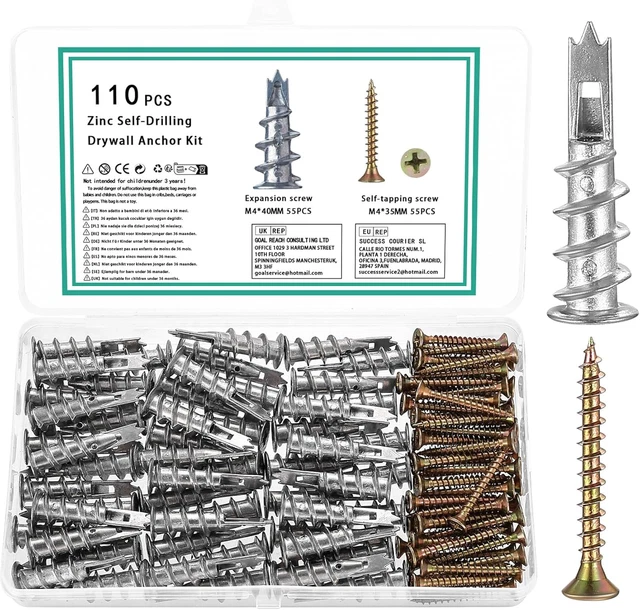 Tasselli Per Cartongesso 120 Pezzi - Con Viti Autofilettanti, Per Pareti Cave - Foto 9