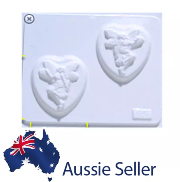 Fairies on Hearts Plaster Mould 2127 - High Quality Plastic Hobby Mold