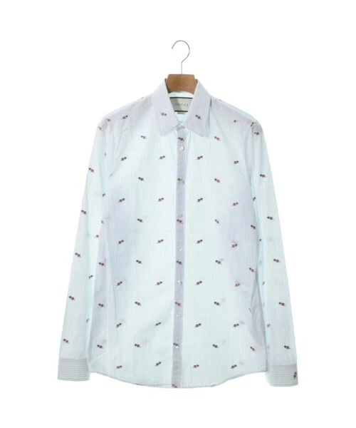 GUCCI Dress Shirt WhitexBluexRed etc.(Total pattern) 38(Approx. S) 2200324585070