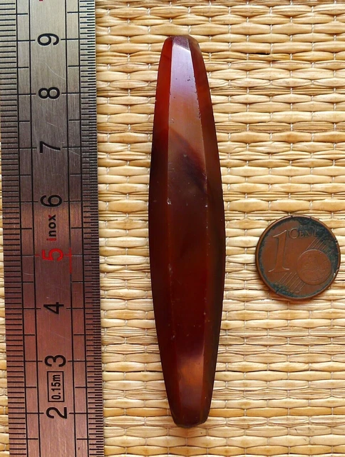 69mm Perle Afrique Ancien Sahara Antique Banded Agate African Trade Bead Mali D2