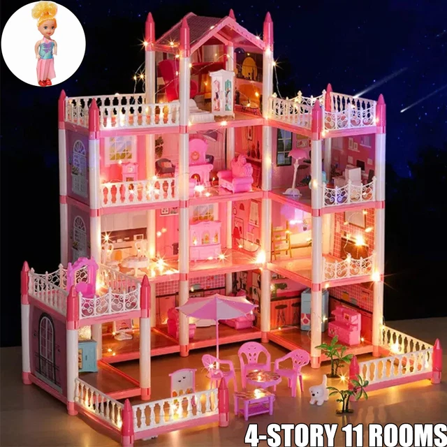 11 ROOMS HUGE Doll house Barbie Doll house With Realistic Lights Gifts