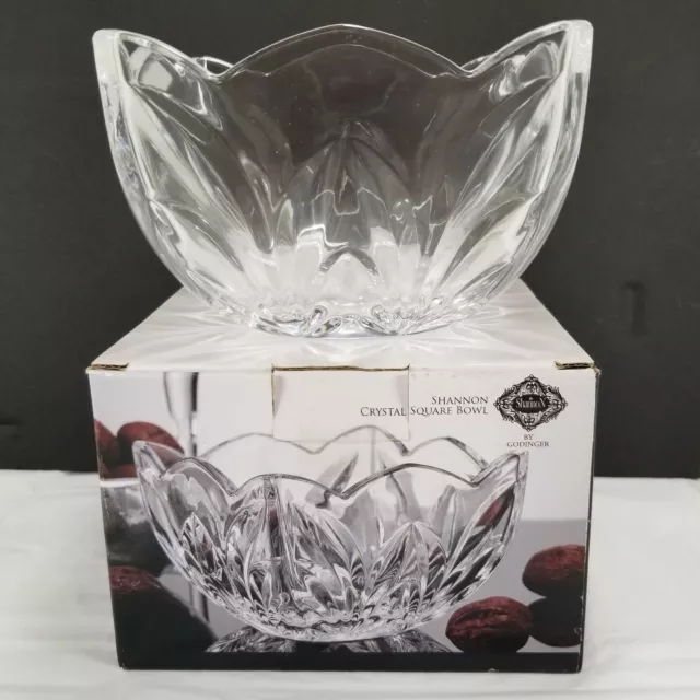 Shannon Crystal Square Bowl 6" x 6" Lead Crystal, New in Box By Godinger