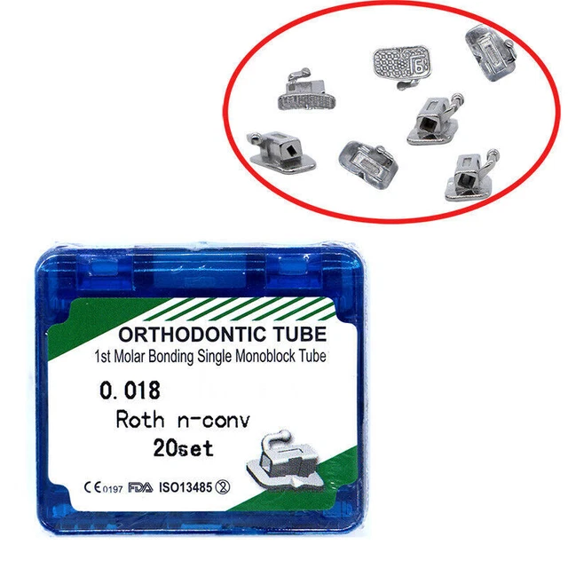 20 Ensembles De Tubes Buccaux Orthodontiques Roth .022 - Pour Premières Molaires - Taille Bande 36-40