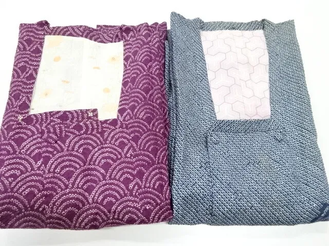 82574# Japanese Kimono / Antique Michiyuki Coat / Shibori / Set Of 2