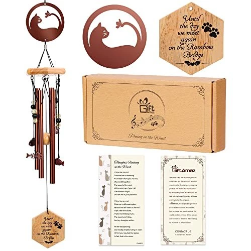 Pet Memorial Wind Chime, 24 Inch Pet Sympathy Wind Chimes Memorial Gifts Cat
