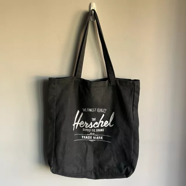 Herschel Supply Co Brand Tote Bag 19” Black Canvas Logo Carrying Travel