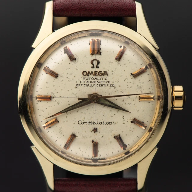 1958 Omega Constellation Chronometer Early Model 2852 with Crosshair Patina Dial in stainless steel