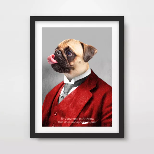 PUG DOG ART PRINT POSTER Breed Funny Quirky Portrait Owner Gift Present