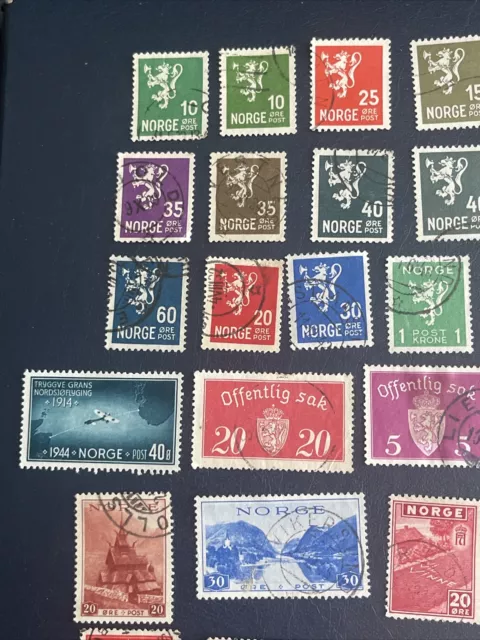 NORWAY STAMPS From ALBUM PAGES 1922-1969, Used 36 Stamps & New 1 Block Of 6 2