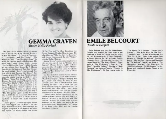 Programa de teatro 1988 Gemma Craven Emile Belcourt Príncipe de Gales del Pacífico Sur