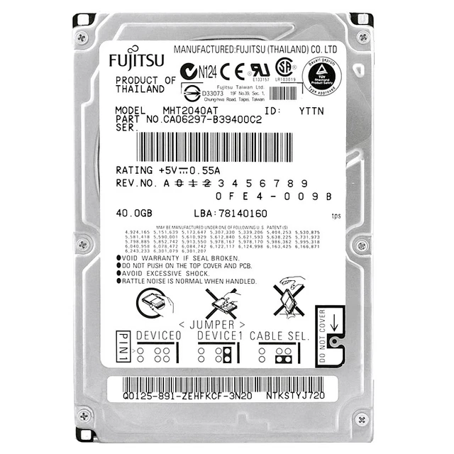 Disque Dur Fujitsu 40Go MHT2040AT 2Mo Cache 4200Trs