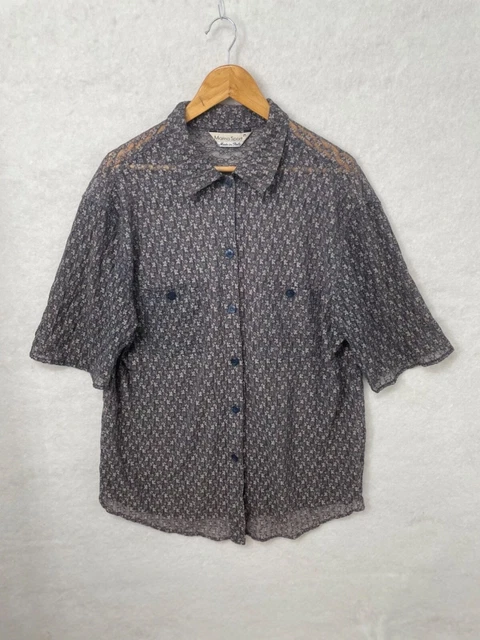 Camicia vintage da donna grigio argento taglia XL