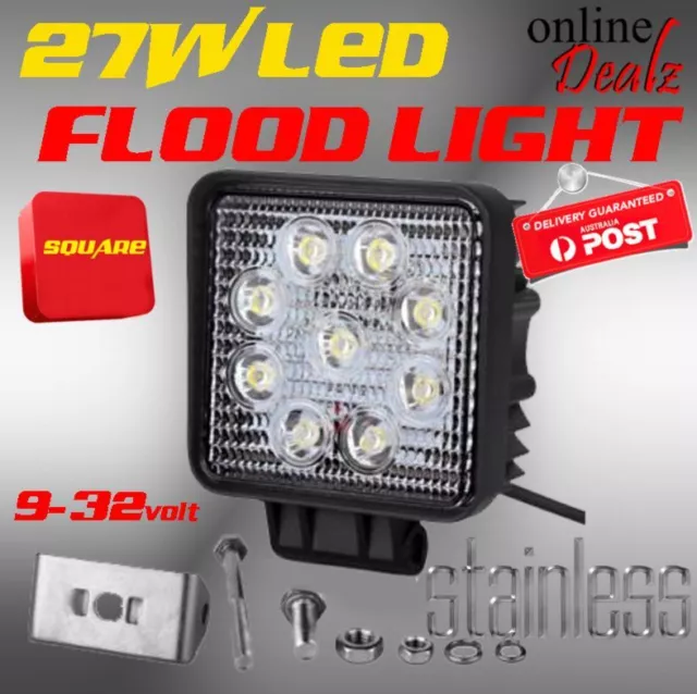 27W Led Flood Lamp Beam Square Work Light 4X4 Backup Reverse 4Wd 12V 9-32V Truck