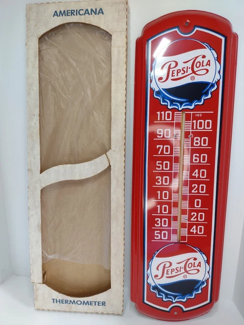 Vintage Pepsi Cola Soda Metal Advertising Store Display Thermometer Sign 26.75"