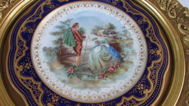 Antique Wedgwood Cabinet Plate Framed Cobalt Blue And Gold Simply Gorgeous