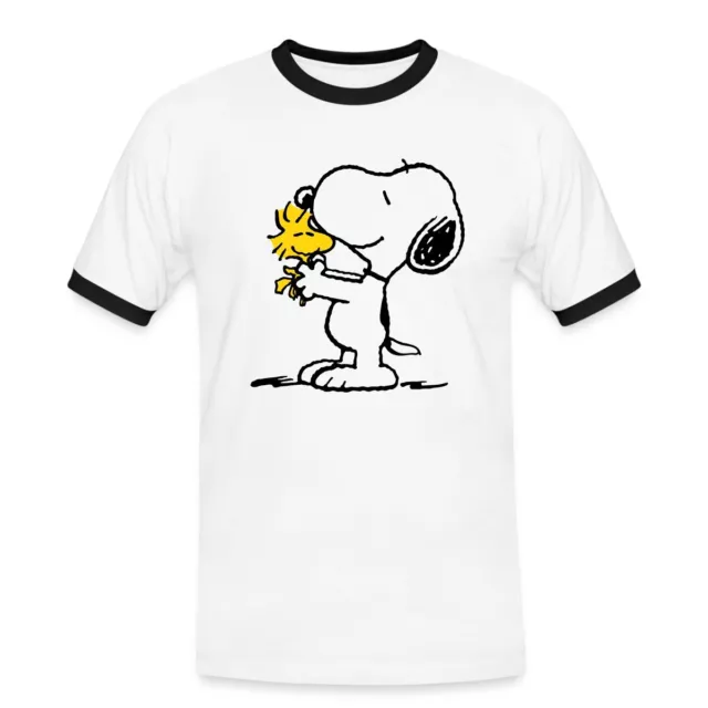 Peanuts Snoopy Und Woodstock Männer Kontrast T-Shirt