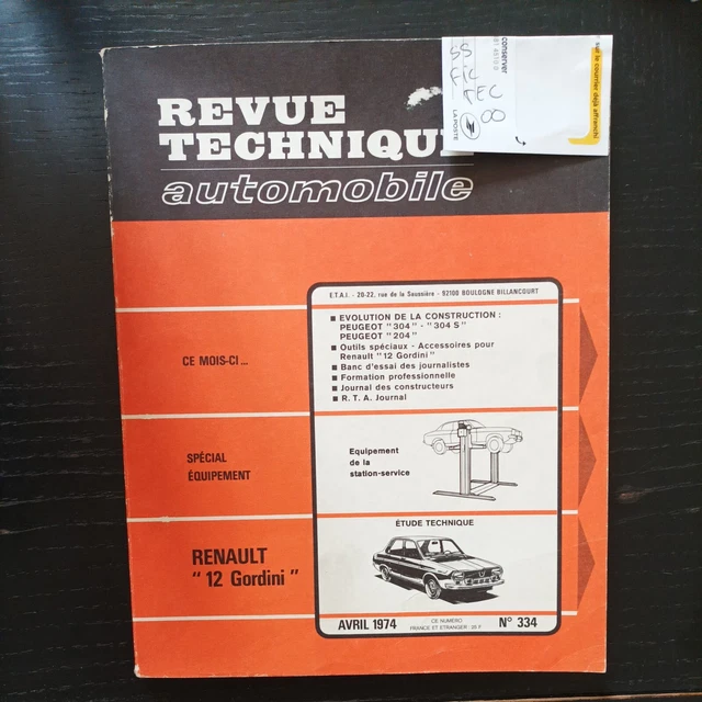 Fiche Technique Renault R12 1.6+Gordini 1974 - La Centrale