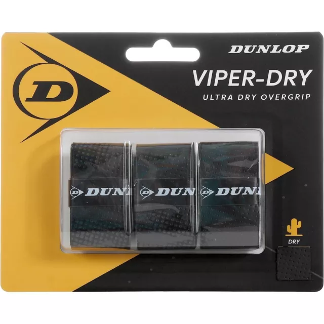 Dunlop Overgrip Tennis Viper-Dry Antiscivolo Nero Originali