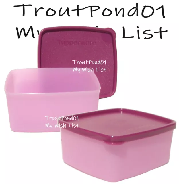 Tupperware Square Rounds 16 30 Oz Freezer Containers Set 4 Pink Lids Freeze  It