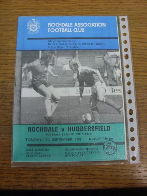 15/09/1981 Rochdale v Huddersfield Town [Football League Cup] . Footy Progs item