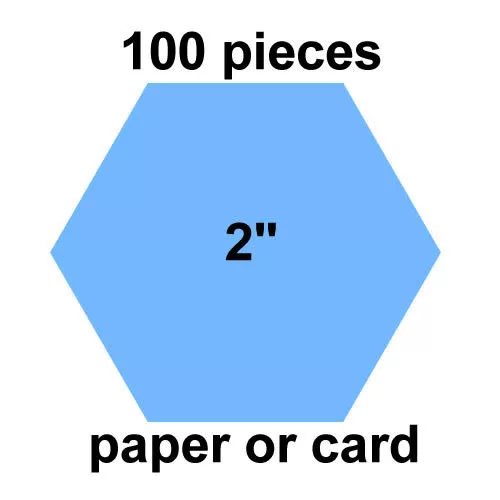 2 inch Hexagons - 100 per pack - Paper or Card - English Paper Piecing