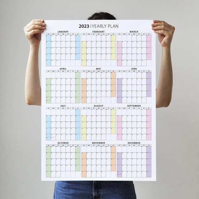 Yearly wall planner large 2023 calendar year plan monthly planner eur