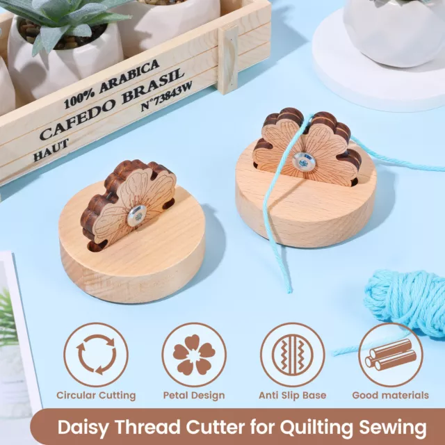 2Pcs Thread Cutter for Quilting Sewing Wooden Tabletop Yarn Cutter 5🧻