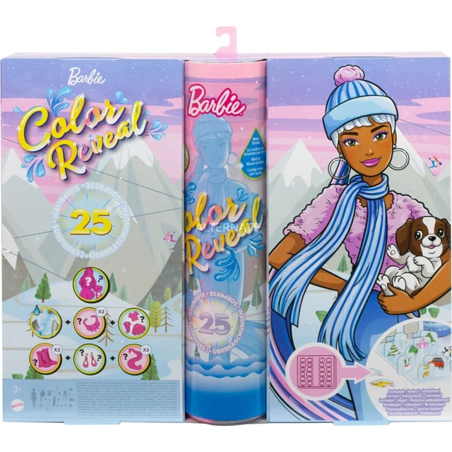 Barbie Color Reveal Advent Calendar with 25 Surprises Including 1 Doll & 1 Pet