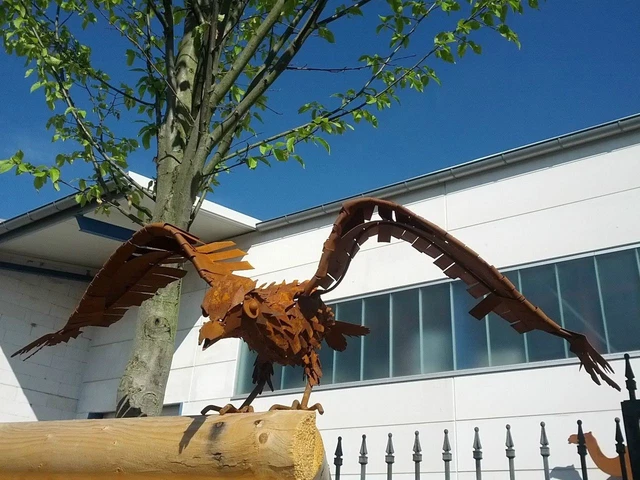 Edelrost Adler Gartenskulptur – Rustikale Deko Aus Metall Für Den Garten