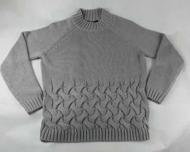 Simply Vera Vera Wang Womens Gray Cable Knit Long Sleeve Sweater Size XL