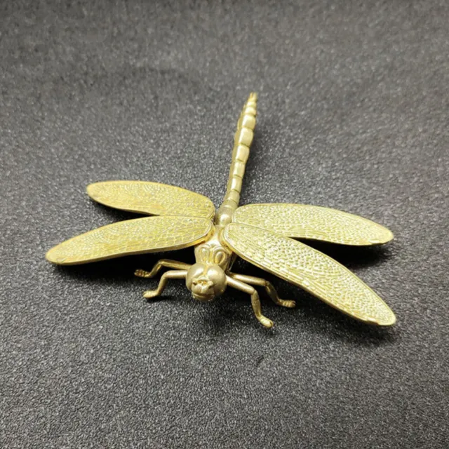 2 Pcs Brass Dragonfly Ornament Zinc Alloy Door Pull Handle Closet Knob