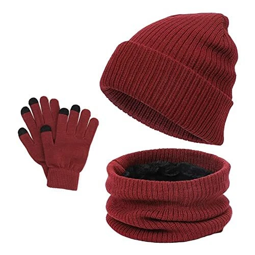Gorro De Punto Forro Polar Calida Sombrero Con Bufanda Para Frio Invierno Otoño