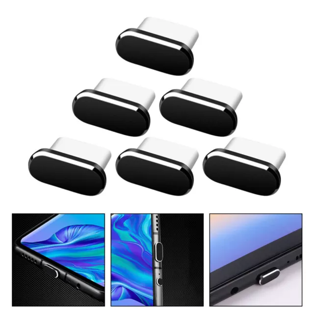 6 Pcs USB Dust Plugs Type-C Anti-dust Stopper Covers Cell Phone Protector