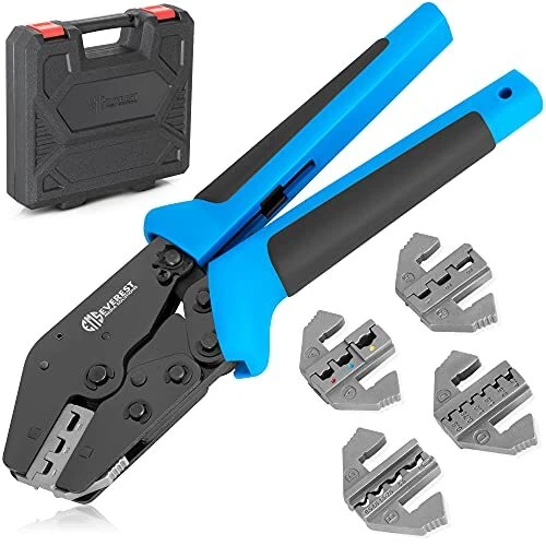 EMS 9" Plus Ratcheting Wire Crimping Tool Kit - With 4 Magnetic Crimping Dies