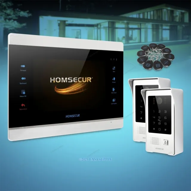 HOMSECUR 7" Système Interphone Portier Vidéo Accès RFID pour Maison/Appt.