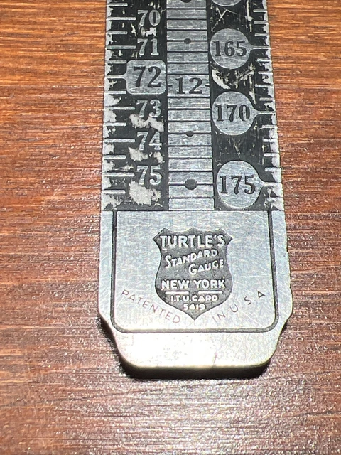 ANTIQUE Brass Printers Turtle's Standard Gauge New York 5419 Agate Inches Ruler