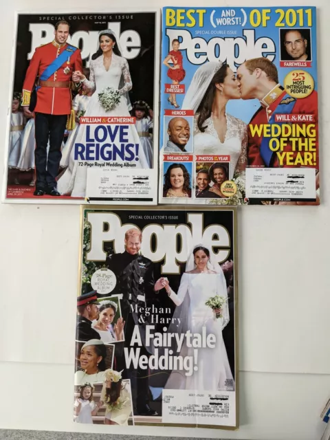 Lot of 3 People Magazine - Royal Family William & Kate Meghan & Harry Weddings