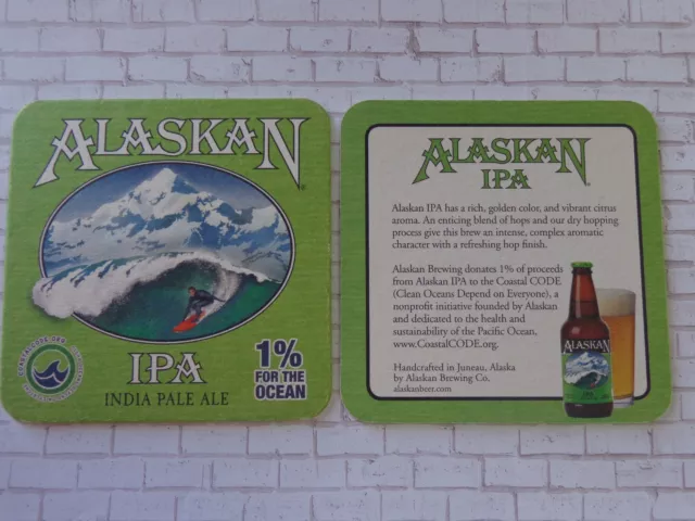 Beer Bar COASTER ~ ~ ALASKAN Brewing Co India Pale Ale ~ Juneau, ALASKA Brewery