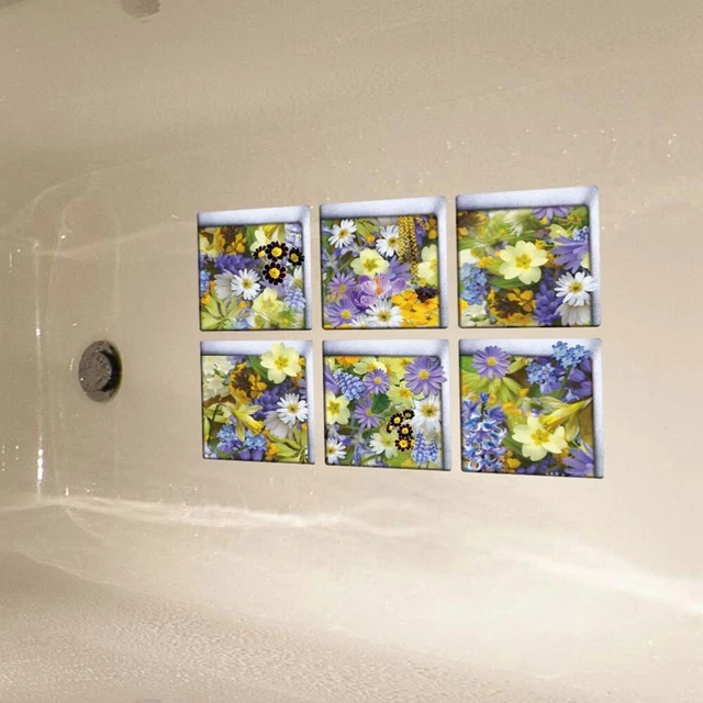 6 pegatinas de bañera 3D antideslizante bañera desmontable