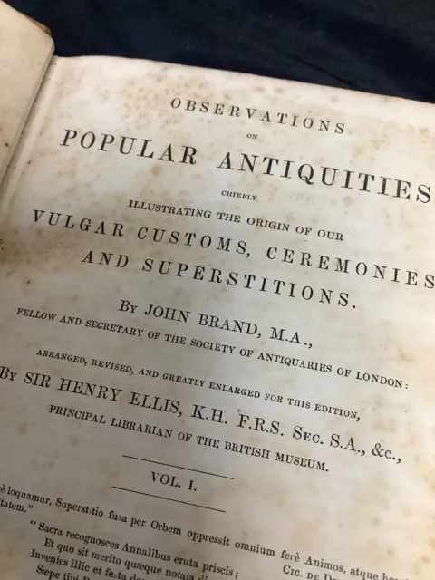 * 1841 3 Vols in 1 Observations On Popular Antiquities By John Brand Henry Ellis