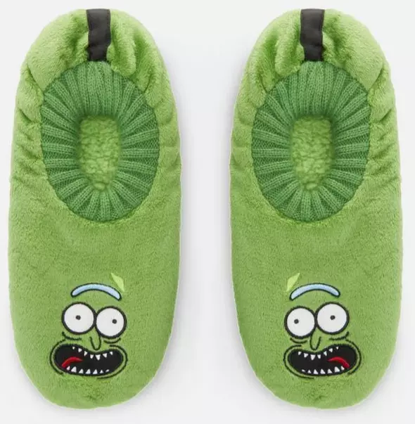 RICK AND MORTY Slippers Pickle Rick Footsie Green Fleece 12.95 PicClick UK