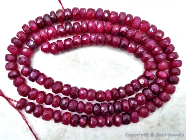 RUBY 4.5-5mm FACETED Rondelle (25 Precious Gemstone Beads) 21.5Ctw "A+"
