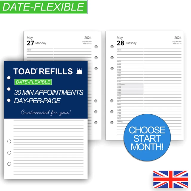 A5 REFILLS 20242025 Day per Page Appointments START ANY MONTH
