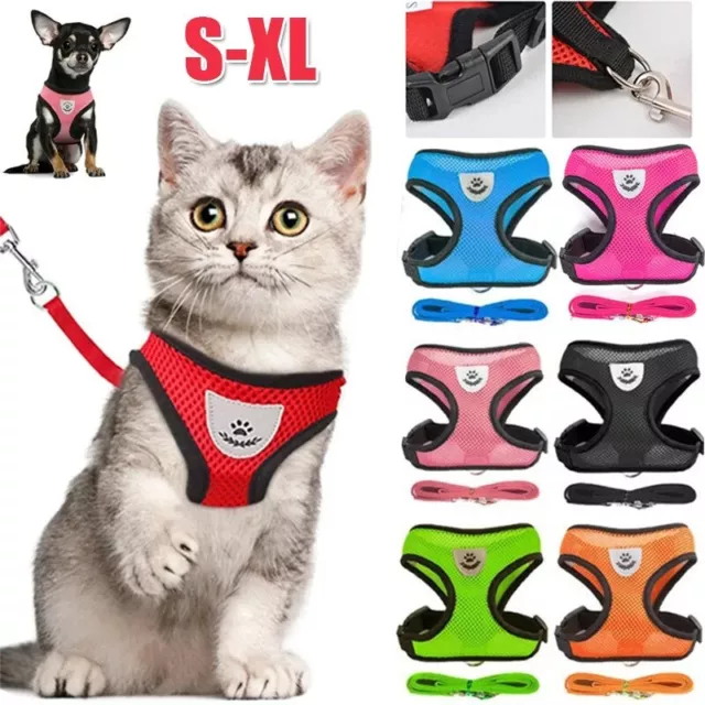 Cat Dog Harness Lead Leash Adjustable Vest Polyester Mesh Pet accessories -Small