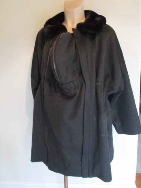 Seraphine Maternity & Babywearing Charcoal Cape Coat Jacket Size S 8 10 12 Bnwt