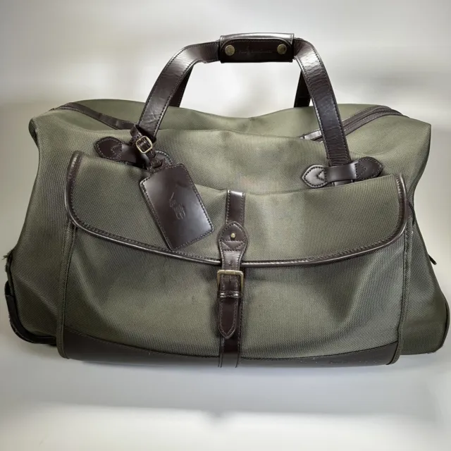 Vintage Ralph Lauren Polo Duffle Bag Rolling Suitcase  Wheels Luggage 27"