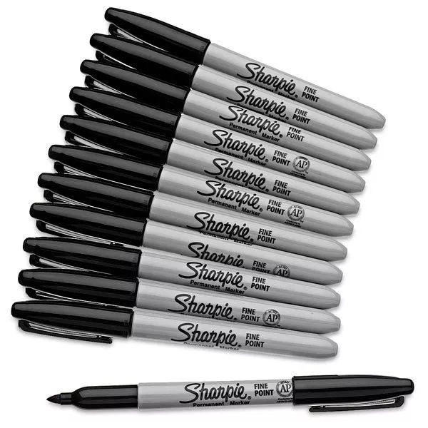 Genuine Original Sharpie Black Marker Pens Fine Bullet Tip Permanent Markers