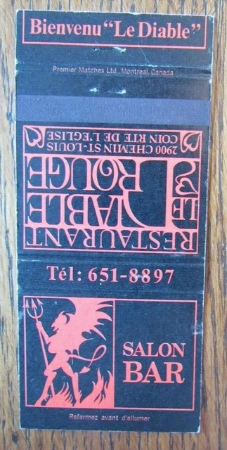Devil On Matchbook Matchcover: Diable Rouge Bar (Montreal, Quebec) -D21