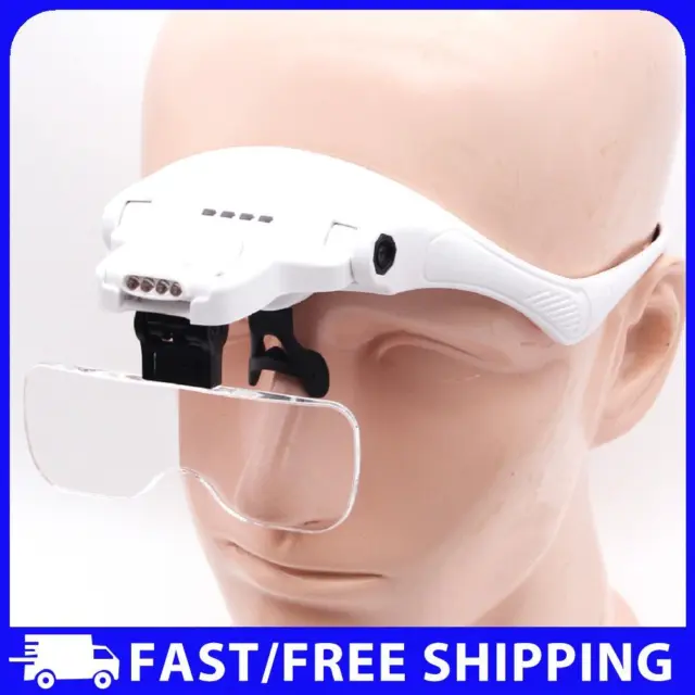 Headband Magnifier Head Magnifying Glass for Reading Repair with 4 LED Light