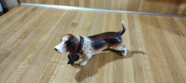 Napcoware Basset Hound Porcelain Dog Figure,champion dog collar,japan!